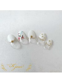雪だるまフレンチネイル