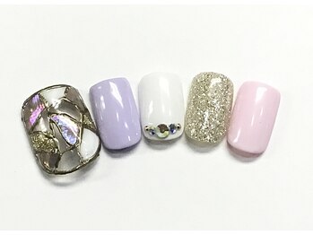 ネイルアンドまつげ リュフェール 五反田(Nail Lufaire)/ステンドグラス風フットネイル