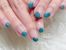 フレンチ/推しネイル/ターコイズ