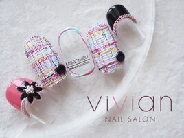 春夏ツイードネイル　チェック柄