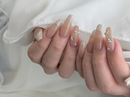 ラメフレンチ×リボン