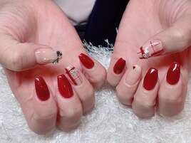 赤チェックネイル