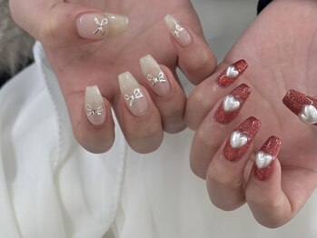 ラヴィッシュ(LAVISH)/リボン×ハートネイル