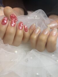 ハートホロ埋め込みネイル
