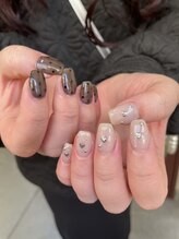 リリ ネイルアンドアイラッシュ(LiRi nail&eyelash)/メタルハート × シアーブラック