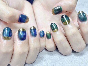 ティーエス ネイル ガーデン(T.S Nail Garden)/青とグリーンのニュアンス