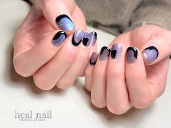 ヒールネイル(heal nail)/magnet×うねうね黒フレンチ
