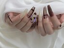 チェック×ハートネイル