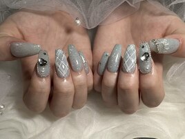 90 min art チェックネイル