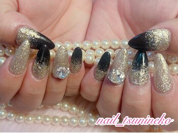 月猫/★黒×ゴールドスカルプ★