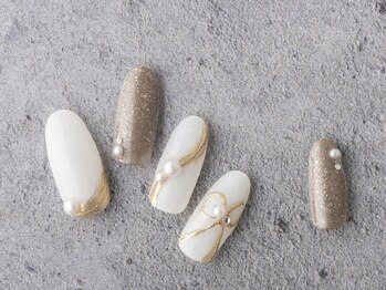 サンミーゴネイル 神戸店(Sunmego Nail)/うねうねミラーリボンネイル