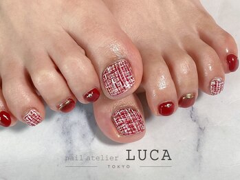 ネイルアトリエルカ(nail atelier LUCA)/W-16 ボルドーツイードネイル