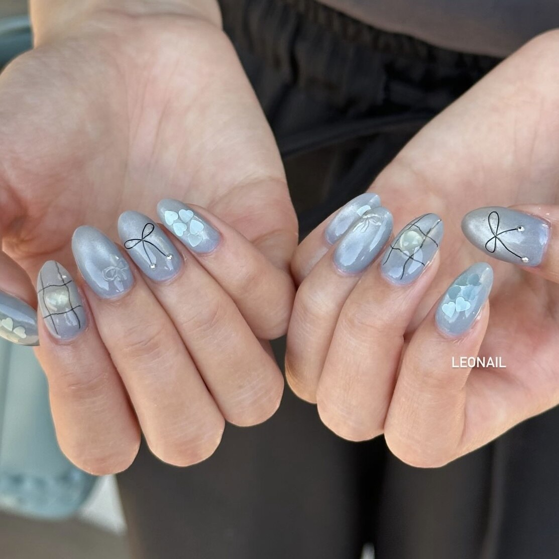 オーダーネイルチップ バラネイル 水色ネイル ブルーネイル