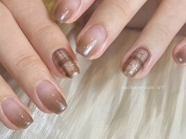 チェック柄/ブラウン/フレンチ