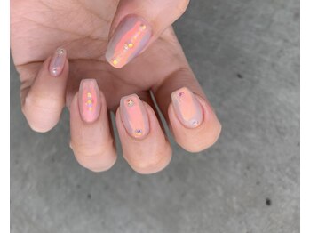 ナンバーネイル 名駅(N° nail)/オーロラワンカラー×ストーン