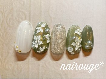 ネイル―ジュ 札幌大通店(nairouge*)/春♪ホワイトフラワーネイル♪