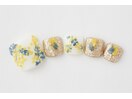 【フットネイル】油画風ミモザ