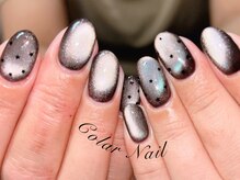 コラールネイル 本町(Colar Nail)/クール魅せ★黒星ニュアンス！