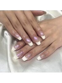 オーロラ×フレンチネイル