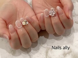 フラワー×ビジュー×囲みパール