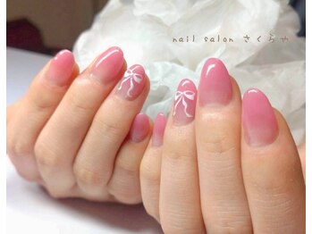 華奢リボンのプレゼントネイル♪