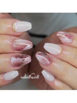ネイルアート エクリ(Nail Art:Ecrit)/【ピンクべっ甲ネイル】