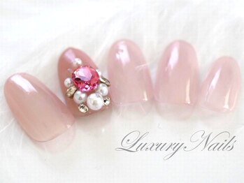 ラグジュアリー ネイルズ(Luxury Nails)/ワンカラー&３Dジュエルビジュー