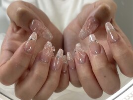 リボン×ピンクフレンチネイル