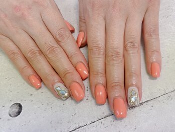 ネイル ビューティーマジック 葛西本店/オレンジシェルネイル