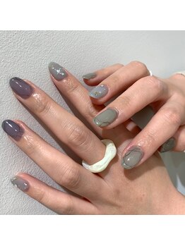 マッシュ abeno店(MASHU)/くすみカラーのニュアンスネイル