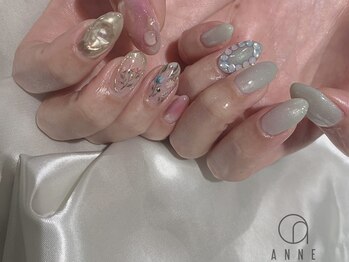 アンネ 梅田 GRACE店(ANNE)/ちぐはぐフラワーネイル