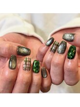 ウェイビーズ ネイル(wavy's.nail)/ハート×チェックネイル