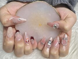 バレンタインピンクネイル