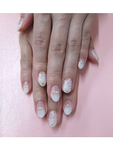 ネイルサロンミキ 横浜(MIKI)/手描きフラワーレースパール白金