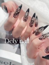 デリーネイル(Dely_nail)/繊細なブラックレースネイル