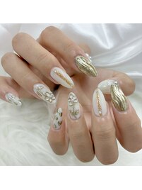 上品ミラー×フラワーネイル