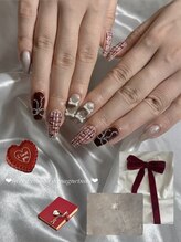 ルルシアン 代々木(luluchien)/ボルドー&リボンネイル