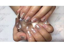 ネイルケアサロンエルミタージュ/ベージュにホイルで上品に♪