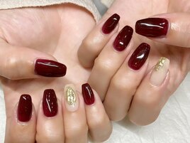 深めのボルドーネイル☆