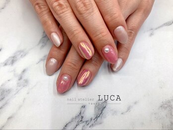 ネイルアトリエルカ(nail atelier LUCA)/W-483 大人ピンクオーロラネイル