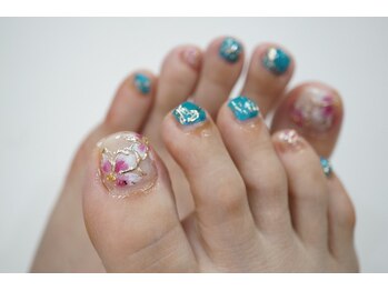 ネイル フライガール(nail FLY GIRL)/お花フットネイル