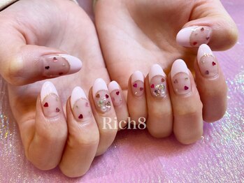 ネイルアンドまつげエクステ リッチエイト 原宿店(Rich8)/フレンチキラキラハート