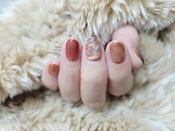 シュガーネイル(sugar nail)/ブラウンマグネットネイル