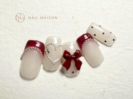 赤フレンチリボンハート