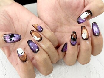 ディーネイル 池袋(D-nail)/【森】ゆるい猫とおばけネイル