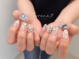 宝石の埋め尽くし～散らしネイル