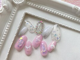 オーロラ蝶々ネイルサンプル