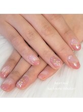 はあとねいる 八戸日計店/ピンク×お花パーツネイル