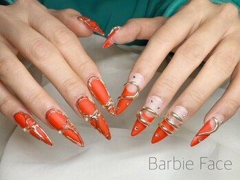 バービーフェイス 恵比寿(Barbie Face)/オレンジとリングのスカルプ