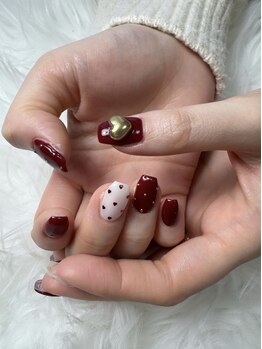 フラワーズネイル(flowers nail)/ハート盛り盛りネイル